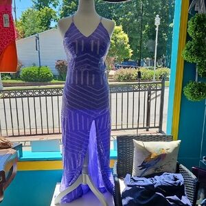 Purple Ruched Halter Maxi Dress